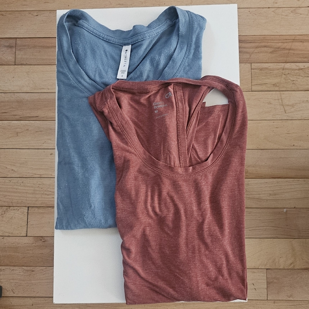 2-pack Gap/Athleta Blue and Red Workout Tops
